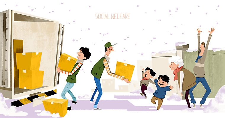 PSD 여자 남자 어린이 캠페인 겨울 일러스트 사람 여러명 성인 상자 트럭 눈 봉사 도움 사회복지 복지 국내일러스트 자연요소 계절 다수 컨셉 자동차 날씨 사회이슈 파일형식