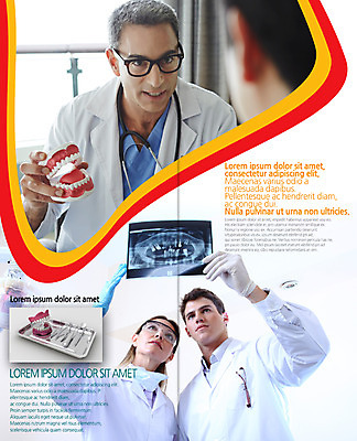 PSD 백인 템플릿 편집 표지디자인 북디자인 출판디자인 여자 남자 내지 리플렛 40대 2단접지 북커버 엑스레이 치과 팜플렛 여러명 성인 의사 치아모형 이미지템플릿 서양인 중년 다수 의학 병원 사람 의료진 치아 파일형식