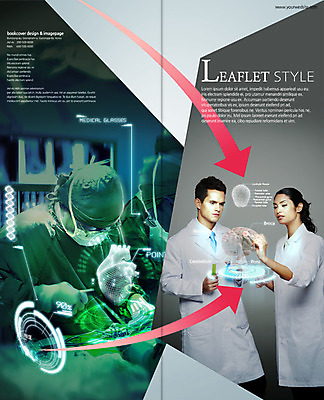 PSD 백인 템플릿 편집 표지디자인 북디자인 출판디자인 여자 표지 남자 화살표 리플렛 2단접지 북커버 팜플렛 성인 세명 의사 심장 수술 뇌 홀로그램 4차산업 이미지템플릿 서양인 산업 사람 의료진 장기_의학 파일형식