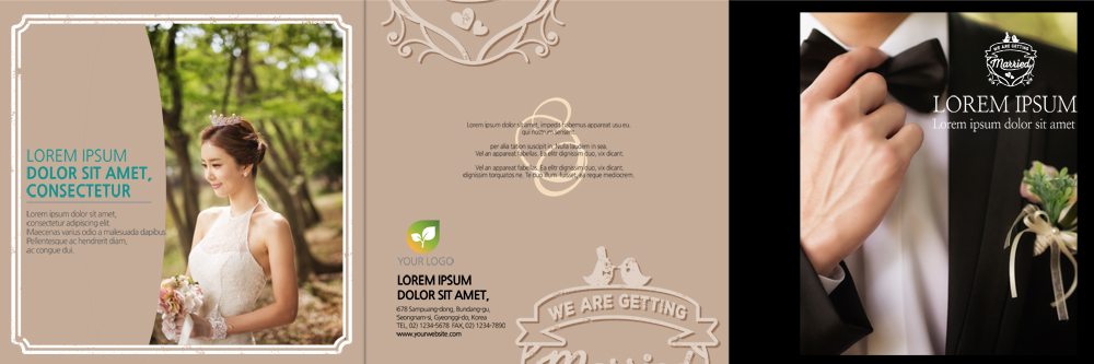 PSD 템플릿 편집 표지디자인 북디자인 출판디자인 여자 표지 남자 신부 리플렛 부케 웨딩드레스 신랑 북커버 3단접지 정장 턱시도 팜플렛 성인 두명 한국인 이미지템플릿 드레스 옷 꽃다발 결혼 사람 동양인 파일형식