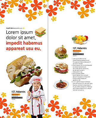 PSD 템플릿 편집 표지디자인 북디자인 출판디자인 여자 꽃 내지 음식 리플렛 채소 2단접지 북커버 샌드위치 한명 팜플렛 요리사 유치원생 한국인 이미지템플릿 식물 직업 1 어린이 사람 동양인 파일형식