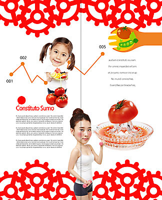 PSD 외국인 템플릿 편집 표지디자인 북디자인 웰빙 출판디자인 여자 내지 어린이 리플렛 토마토 2단접지 북커버 과일 건강 팜플렛 20대 성인 두명 운동 아령 한국인 포크수저 이미지템플릿 채소 수저 사람 동양인 인종 청년 파일형식