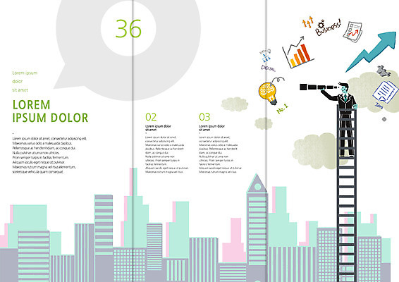 PSD 템플릿 편집 표지디자인 북디자인 출판디자인 남자 내지 리플렛 북커버 3단접지 사다리 한명 정장 팜플렛 성인 일안경 관찰 도시 비즈니스맨 이미지템플릿 1 옷 비즈니스 모션 사람 망원경 도구 직장인 파일형식