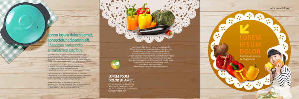 PSD 템플릿 편집 표지디자인 북디자인 출판디자인 여자 표지 어린이 리플렛 채소 북커버 식재료 3단접지 두건 한명 팜플렛 상반신 목재 나뭇결 앞치마 한국인 냄비 이미지템플릿 나무 1 재료 사람 동양인 솥 파일형식
