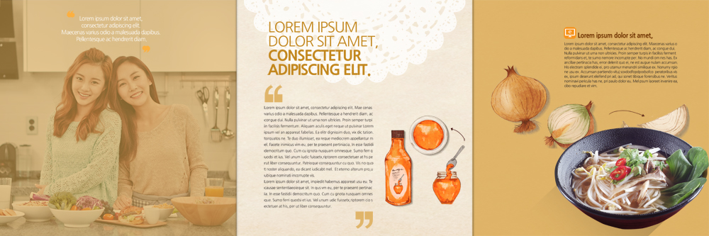 PSD 템플릿 편집 표지디자인 북디자인 출판디자인 여자 내지 리플렛 북커버 3단접지 양파 요리 팜플렛 20대 성인 두명 친구 한국인 꿀 동남아음식 쌀국수 이미지템플릿 음식 채소 관계 사람 동양인 청년 국수 베트남음식 파일형식