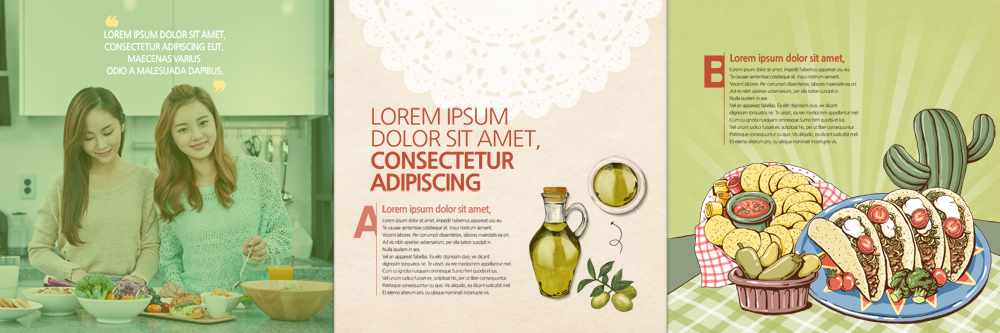 PSD 템플릿 편집 표지디자인 북디자인 출판디자인 여자 내지 음식 리플렛 북커버 3단접지 요리 팜플렛 20대 성인 두명 친구 한국인 올리브오일 올리브 나초 타코 이미지템플릿 열매 관계 사람 동양인 청년 기름_음식 파일형식