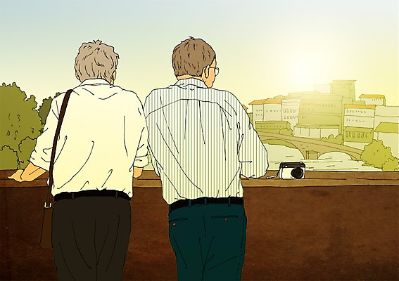 주간 PSD 할아버지 노년 남자 여행 일러스트 야외 두명 친구 실버라이프 청춘 카메라 마을 다리 열정 활기 국내일러스트 자연요소 라이프스타일 감정 컨셉 관계 사람 성인 신체부위 전자제품 파일형식