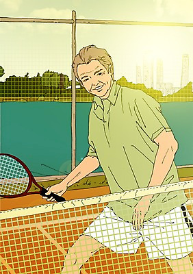 주간 PSD 할아버지 노년 남자 일러스트 한명 야외 실버라이프 청춘 운동 테니스 테니스라켓 테니스장 열정 활기 국내일러스트 자연요소 1 라이프스타일 감정 컨셉 스포츠시설 건강 사람 성인 구기 라켓 파일형식