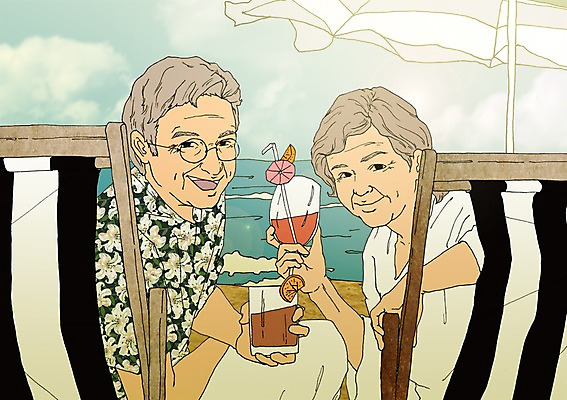 주간 PSD 커플 여자 할아버지 노년 남자 할머니 일러스트 휴가 해변 야외 두명 실버라이프 청춘 노부부 파라솔 칵테일 열정 활기 야외의자 안경낌 국내일러스트 자연요소 라이프스타일 부부 감정 안경 바다 컨셉 의자 관계 주류 사람 성인 파일형식