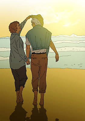 주간 PSD 모자 커플 여자 할아버지 노년 남자 할머니 바다 일러스트 맨발 해변 야외 두명 실버라이프 청춘 노을 손잡기 노부부 산책 열정 활기 국내일러스트 자연요소 라이프스타일 부부 잡화 감정 컨셉 관계 모션 발 휴식 사람 성인 파일형식