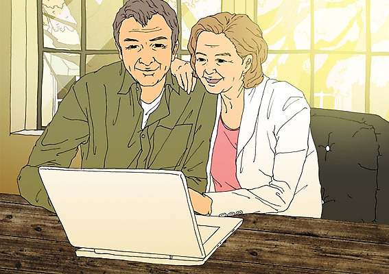 PSD 커플 여자 할아버지 노년 남자 할머니 의자 일러스트 창문 실내 두명 노트북 실버라이프 청춘 노부부 책상 열정 활기 국내일러스트 라이프스타일 부부 감정 가구 컨셉 관계 사람 성인 내부 전자제품 파일형식