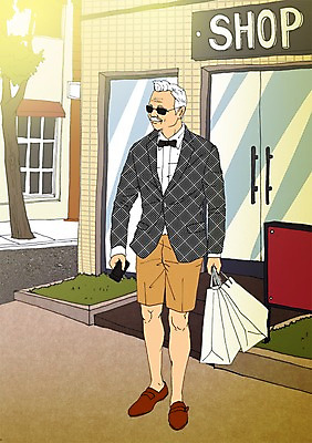 주간 PSD 할아버지 노년 남자 일러스트 나비넥타이 거리 한명 야외 실버라이프 쇼핑 청춘 선글라스 쇼핑백 상점 열정 활기 멋쟁이 국내일러스트 자연요소 1 라이프스타일 감정 안경 컨셉 가방 넥타이 사람 성인 파일형식