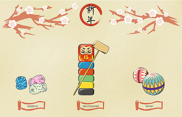 꽃잎 일본문화 일러스트 새해 사람없음 망치 매화 일본전통 공기놀이 코즈치 다루마오토시 국내일러스트 AI파일 동양문화 전통 꽃 외국문화 놀이 일본 전통놀이 공구 파일형식 벡터