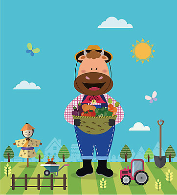 나무 동물 구름 직업 캐릭터 모자 동물캐릭터 나비 채소 일러스트 사람없음 건물 농작물 울타리 태양 농장 바구니 수레 벼 소 플랫 농부 삽 허수아비 트랙터 농부캐릭터 일러캐릭터 AI파일 자연요소 식물 건축물 잡화 곤충 농업 포유류 곡류 담장 카트 농기계 특수차량 파일형식 벡터