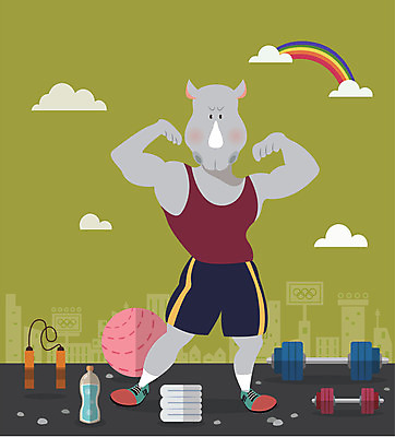 동물 구름 직업 캐릭터 동물캐릭터 무지개 일러스트 운동선수 사람없음 건물 수건 플랫 짐볼 역기 보디빌더 줄넘기 코뿔소 일러캐릭터 AI파일 자연요소 건축물 스포츠 포유류 위생용품 운동 보디빌딩 파일형식 벡터
