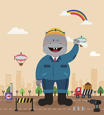 나무 동물 구름 직업 캐릭터 동물캐릭터 무지개 가로등 일러스트 노동자 줄자 사람없음 건물 건설현장 설계도 열기구 나사 플랫 안전모 하마 덤프트럭 공사인부 전동드릴 건설근로자 일러캐릭터 AI파일 자연요소 식물 건축물 공공시설 포유류 항공교통 건설업 자 트럭 공구 헬멧 안전장비 드릴 파일형식 벡터