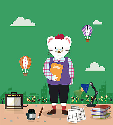 동물 구름 직업 캐릭터 종이 동물캐릭터 가로등 일러스트 잉크 사람없음 건물 책 만년필 열기구 스탠드 플랫 개나리 작가 소설가 라이트박스 만화가 잉크통 족제비 흰족제비 일러캐릭터 AI파일 자연요소 건축물 공공시설 꽃 포유류 항공교통 조명 통 펜 파일형식 벡터