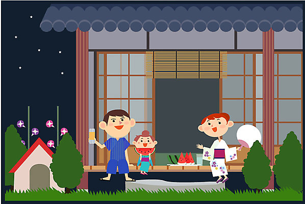 나무 여자 남자 별 어린이 일본문화 일러스트 가족 여름음식 수박 주택 성인 야외 세명 여름 부채 야간 나팔꽃 개집 유카타 제철음식 제철과일 국내일러스트 AI파일 자연요소 식물 동양문화 계절 꽃 음식 외국문화 과일 관계 사람 건물 일본전통의상 애견용품 제철 파일형식 벡터 여름_계절