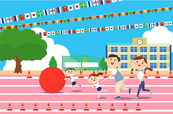 주간 나무 구름 여자 남자 어린이 일러스트 학교 가족 여러명 성인 야외 달리기 공굴리기 운동회날 칼라콘 국내일러스트 AI파일 자연요소 식물 교육 다수 관계 모션 사람 안전장비 굴리기 파일형식 벡터