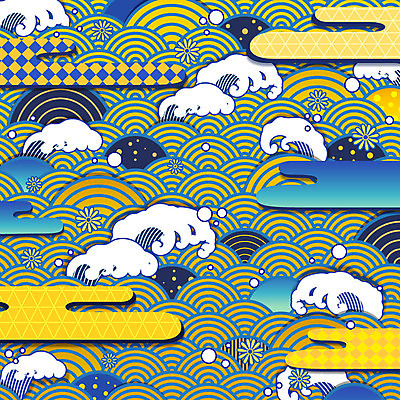 문양 꽃 파도 바다 백그라운드 꽃무늬 패턴 꽃백그라운드 일러스트 사람없음 자연문양 일본전통 식물패턴 플라워패턴 국내일러스트 AI파일 식물 전통 무늬 자연 일본 파일형식 벡터