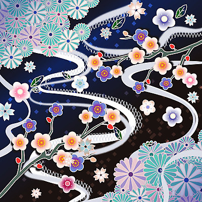 문양 꽃 백그라운드 꽃무늬 패턴 꽃백그라운드 일러스트 사람없음 벚꽃 자연문양 일본전통 식물패턴 플라워패턴 국내일러스트 AI파일 식물 전통 무늬 자연 일본 파일형식 벡터