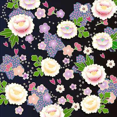 문양 꽃 백그라운드 꽃무늬 패턴 꽃백그라운드 일러스트 사람없음 자연문양 일본전통 식물패턴 플라워패턴 국내일러스트 AI파일 식물 전통 무늬 자연 일본 파일형식 벡터