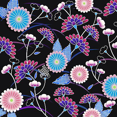 문양 꽃 백그라운드 꽃무늬 패턴 꽃백그라운드 일러스트 사람없음 자연문양 일본전통 식물패턴 플라워패턴 국내일러스트 AI파일 식물 전통 무늬 자연 일본 파일형식 벡터