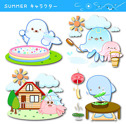 나무 동물 구름 스티커 일러스트 탁자 갈매기 주택 방석 사람없음 여름 세트 태양 물개 일본어 완두콩 해파리 모기향 물뿌리기 소라게 국내일러스트 AI파일 자연요소 식물 문자 계절 가구 포유류 모션 조류 콩 건물 바다동물 게 자포동물 파일형식 벡터