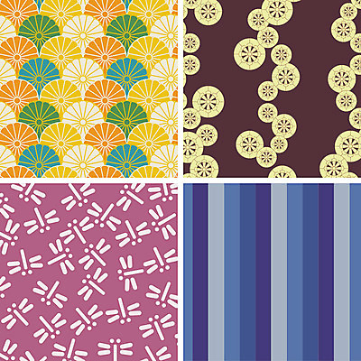 문양 백그라운드 패턴 일러스트 국화 사람없음 세트 줄무늬 다양 잠자리 톱니바퀴 일본전통 국내일러스트 AI파일 전통 꽃 다수 곤충 무늬 일본 파일형식 벡터