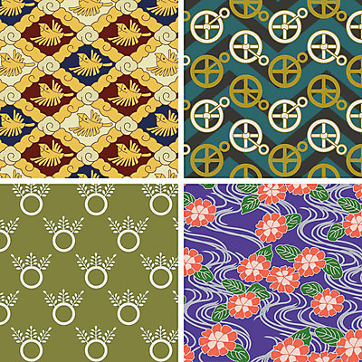 구름 문양 백그라운드 패턴 일러스트 사람없음 물 세트 다양 매화 참새 일본전통 마름모 오동나무 국내일러스트 AI파일 자연요소 도형 나무 전통 꽃 다수 무늬 조류 일본 파일형식 벡터