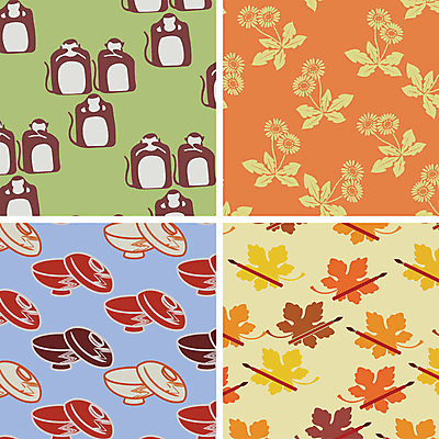 문양 백그라운드 잎 패턴 일러스트 사람없음 세트 다양 원숭이 민들레 일본전통 국내일러스트 AI파일 식물 전통 꽃 다수 무늬 포유류 일본 파일형식 벡터