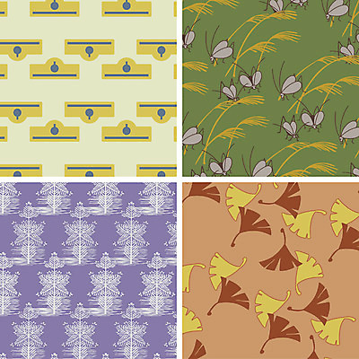 문양 백그라운드 패턴 일러스트 자물쇠 사람없음 세트 다양 벌레 은행잎 일본전통 국내일러스트 AI파일 전통 다수 곤충 잎 무늬 일본 파일형식 벡터