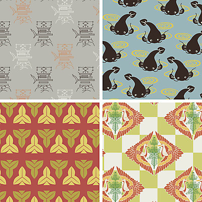 문양 백그라운드 패턴 일러스트 사람없음 세트 다양 학 소나무 일본전통 메기 부적 국내일러스트 AI파일 나무 전통 다수 무늬 조류 어류 일본 파일형식 벡터