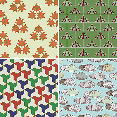 문양 백그라운드 단풍 패턴 일러스트 사람없음 세트 다양 일본전통 창포 국내일러스트 AI파일 식물 전통 다수 잎 무늬 일본 파일형식 벡터