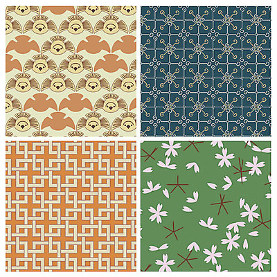 문양 백그라운드 패턴 일러스트 조류 사람없음 세트 다양 벚꽃 못 발자국 참새 일본전통 국내일러스트 AI파일 동물 전통 꽃 다수 무늬 자국 일본 공구 파일형식 벡터