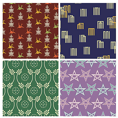 문양 별 백그라운드 패턴 일러스트 나뭇잎 사람없음 세트 다양 일본전통 종이학 국내일러스트 AI파일 자연요소 전통 다수 잎 무늬 일본 종이접기 파일형식 벡터