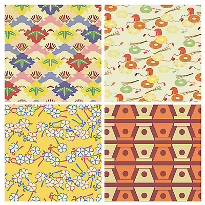 문양 백그라운드 패턴 일러스트 사람없음 세트 다양 벚꽃 소나무 일본전통 국내일러스트 AI파일 나무 전통 꽃 다수 무늬 일본 파일형식 벡터