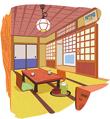 액자 백그라운드 일본문화 일러스트 탁자 조명 실내 방석 사람없음 문 일본 방 찻잔 좌식의자 국내일러스트 AI파일 동양문화 아시아 외국문화 가구 의자 잔 내부 파일형식 벡터