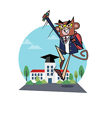 나무 구름 교복 일러스트 학사모 학교 책가방 사람없음 연필 원숭이 영웅 원숭이캐릭터 슈퍼히어로 국내일러스트 AI파일 자연요소 식물 모자_잡화 옷 교육 동물캐릭터 가방 졸업 포유류 학용품 필기구 파일형식 벡터