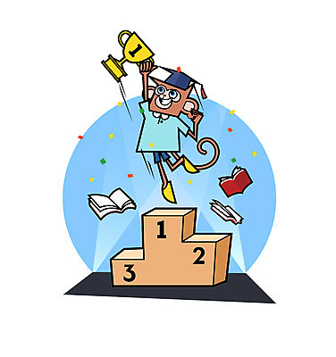 일러스트 학사모 사람없음 책 원숭이 우승 트로피 영웅 원숭이캐릭터 슈퍼히어로 시상대 국내일러스트 AI파일 모자_잡화 동물캐릭터 졸업 포유류 최고 상_우승 파일형식 벡터