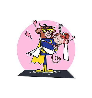 웨딩드레스 결혼 일러스트 안기 사람없음 하트 원숭이 결혼반지 영웅 원숭이캐릭터 슈퍼히어로 국내일러스트 AI파일 모양 드레스 동물캐릭터 포유류 모션 이벤트 반지 파일형식 벡터