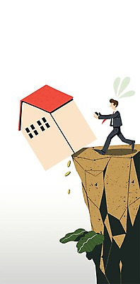 전신 PSD 남자 일러스트 주택 한명 정장 성인 경제 동전 절벽 비즈니스맨 풀잎 경제불황 국내일러스트 1 옷 잎 돈 비즈니스 사람 건물 직장인 풀_식물 불황 파일형식