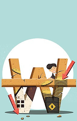 PSD 남자 화살표 일러스트 주택 한명 정장 성인 경제 동전 비즈니스맨 원화 균열 하락 경제불황 석유통 숨기 국내일러스트 1 옷 컨셉 돈 비즈니스 모션 사람 건물 직장인 불황 파일형식