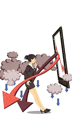 전신 PSD 여자 화살표 일러스트 한명 정장 성인 경제 스마트폰 비즈니스우먼 주식 하락 먹구름 경제불황 국내일러스트 1 옷 컨셉 비즈니스 사람 금융 핸드폰 스마트기기 직장인 불황 파일형식 구름_자연