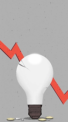 PSD 일러스트 전구 그래프 사람없음 경제 동전 손상 하락 경제불황 전구모양 국내일러스트 모양 컨셉 돈 불황 파일형식