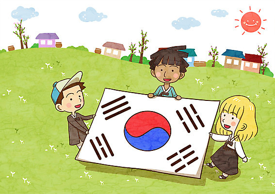 주간 PSD 나무 구름 여자 남자 어린이 일러스트 주택 함께함 야외 세명 태양 태극기 한복 삼일절 지구촌 광복절 국내일러스트 자연요소 식물 한국전통 컨셉 사람 건물 공휴일 국기 전통의상 국경일 파일형식