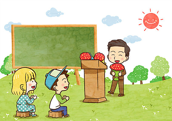 주간 PSD 나무 구름 여자 남자 어린이 꽃다발 일러스트 성인 야외 세명 태양 교사 칠판 스승의날 단상 국내일러스트 자연요소 식물 직업 기념일 꽃 사람 파일형식