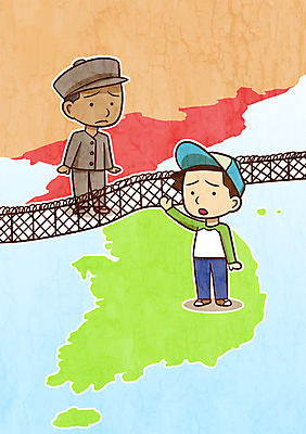 PSD 남자 어린이 일러스트 두명 철조망 한반도 6.25전쟁 남북분단 분단 분단국가 국내일러스트 사람 전쟁 파일형식