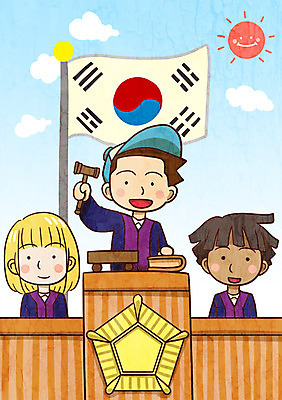 주간 PSD 구름 여자 남자 어린이 일러스트 함께함 야외 세명 태양 판사복 태극기 판사 의사봉 지구촌 법전 제헌절 국내일러스트 자연요소 컨셉 사람 책 가운 국기 법률가 국경일 파일형식