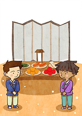 PSD 남자 어린이 음식 과일 일러스트 실내 두명 한복 제사 병풍 제사상 차례음식 추석차례상 국내일러스트 한국전통 사람 내부 추석 전통음식 전통의상 전통의례 파일형식